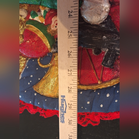 Vintage Jumbo Down The Chimney Fabric Christmas HANGER Large Santa 32.25x16.5" - Picture 3 of 5